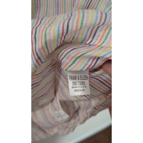 Frank & Eileen Linen Rainbow Striped Button Down Shirt - Picture 3 of 5